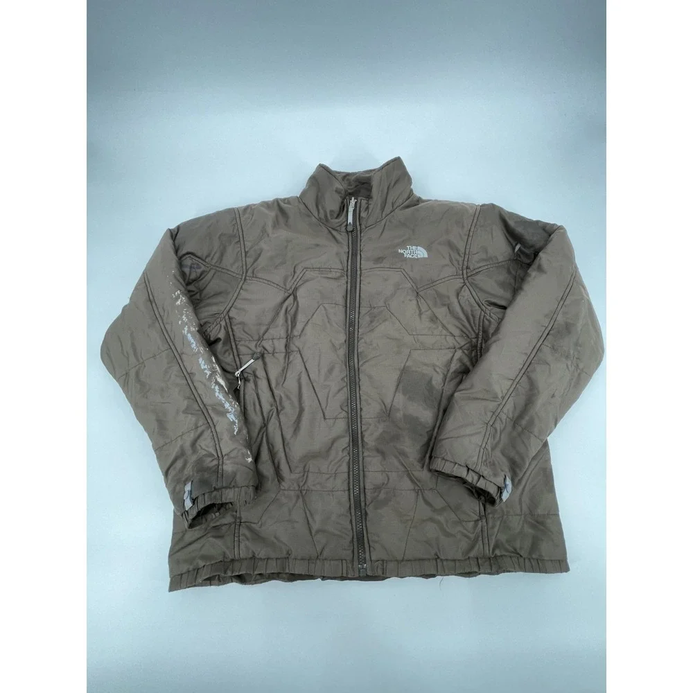 The North Face Prodigy Windbreaker Jacket Mens Medium Brown Micro Check Full Zip